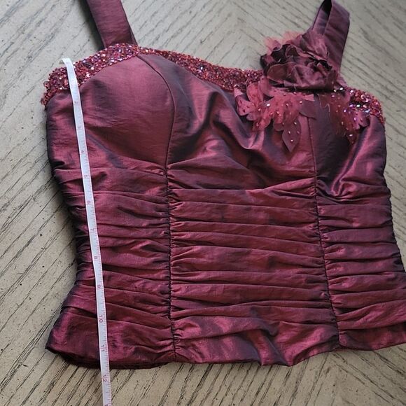 Burgendy red taffeta evening dress 2 piece fits size 6-8 ❤ - Picture 14 of 16